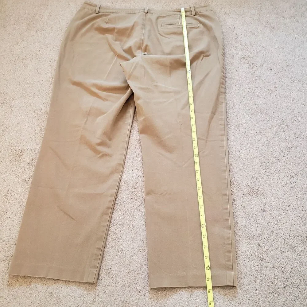 Lauren Ralph Lauren Catlin Chino Pants Tan Straight Stretch Tapered Size 14W